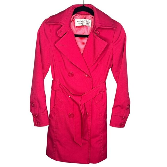 Trina Turk Jackets & Blazers - Trina Turk Trench Coat Double-Breasted Pockets Hot Pink‎ Career Glam Size XS